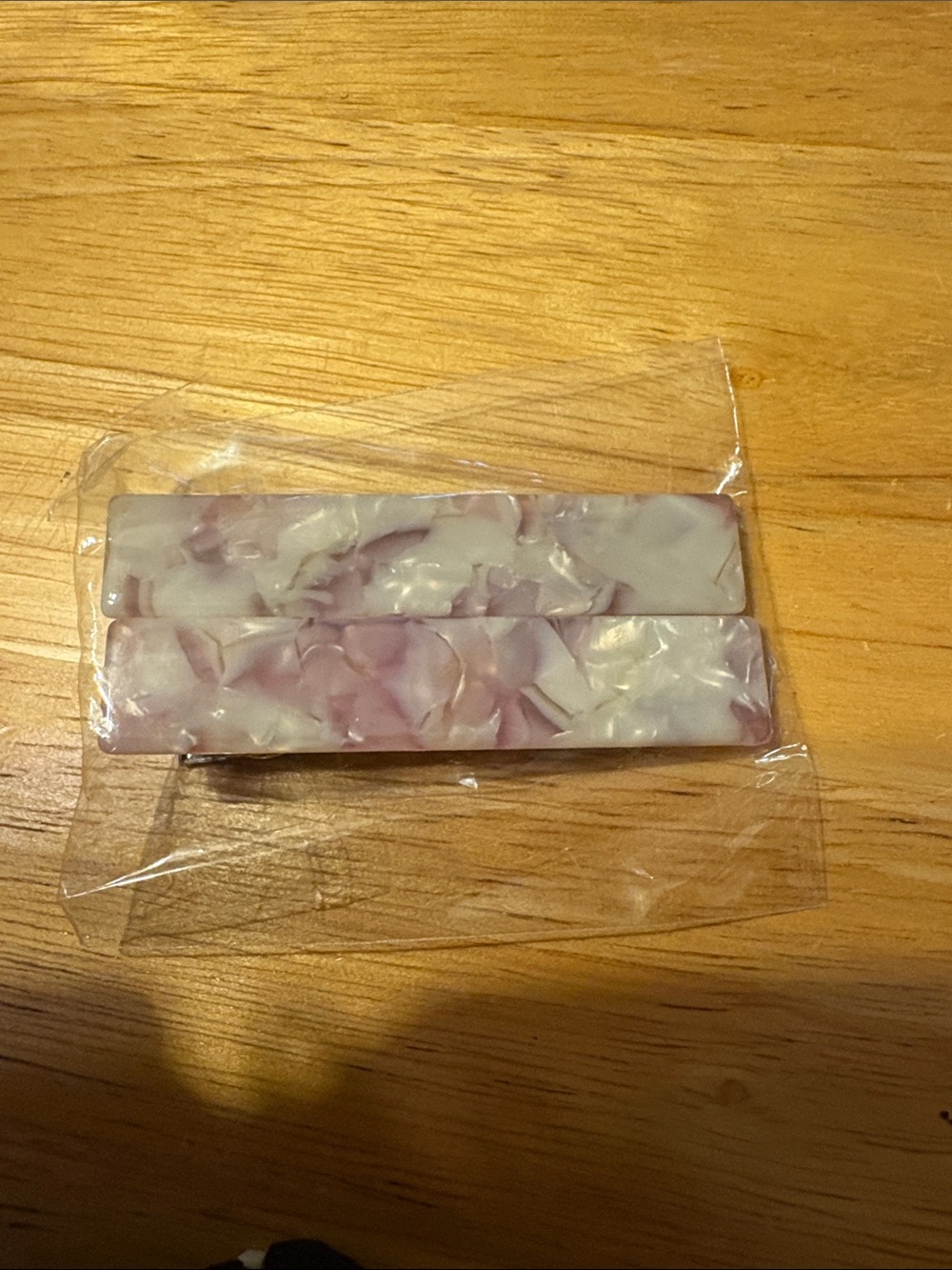 Acrylic Marble Effect Barrette Hair Clip - Pink Marble
